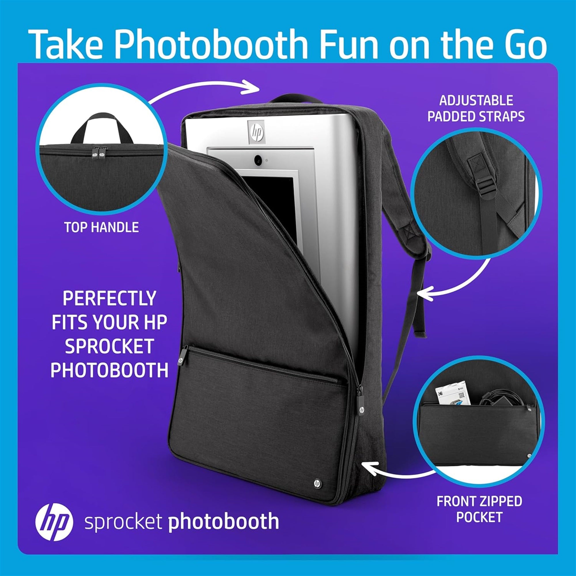 Σακίδιο ταξιδιού HP Sprocket Photobooth (Μαύρο), Αποκλειστικά για τον εκτυπωτή HP Sprocket Photobooth