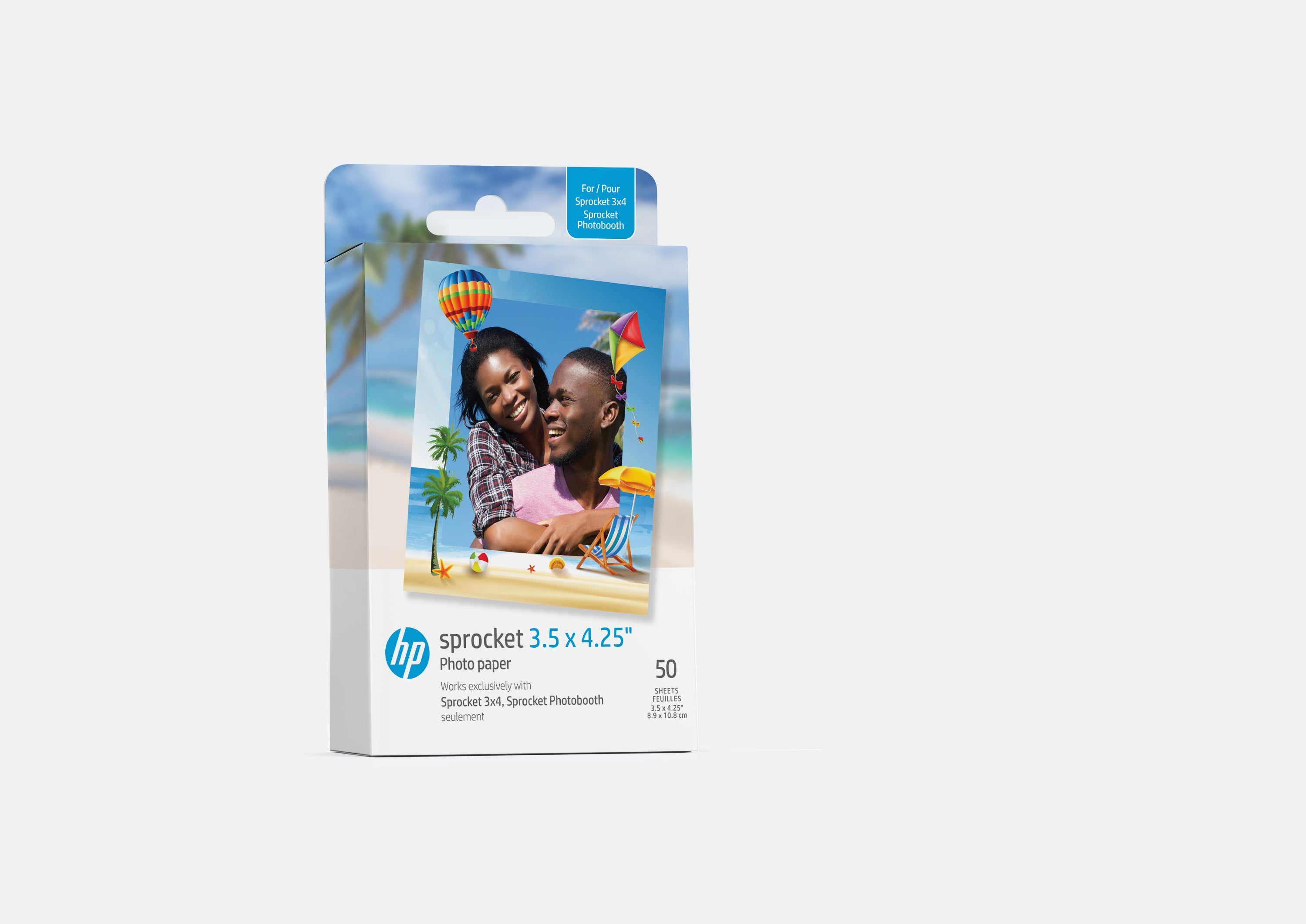 Фотобумага HP Sprocket Premium Zink с самоклеящейся основой размером 3,5 x 4,25 дюйма