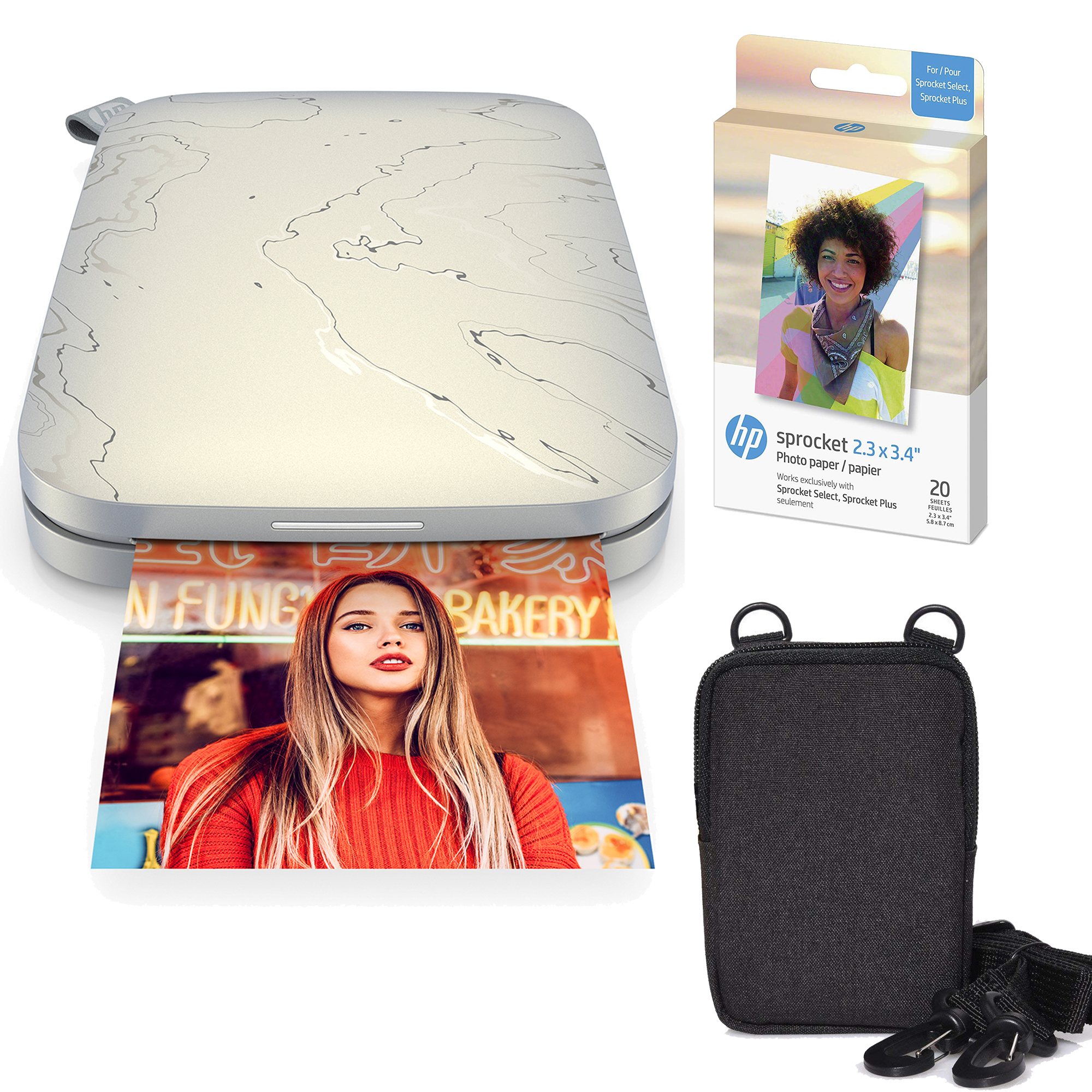 HP Sprocket Select Portable Instant Photo Printer (Eclipse) Zink Paper Bundle Sprocket Printers