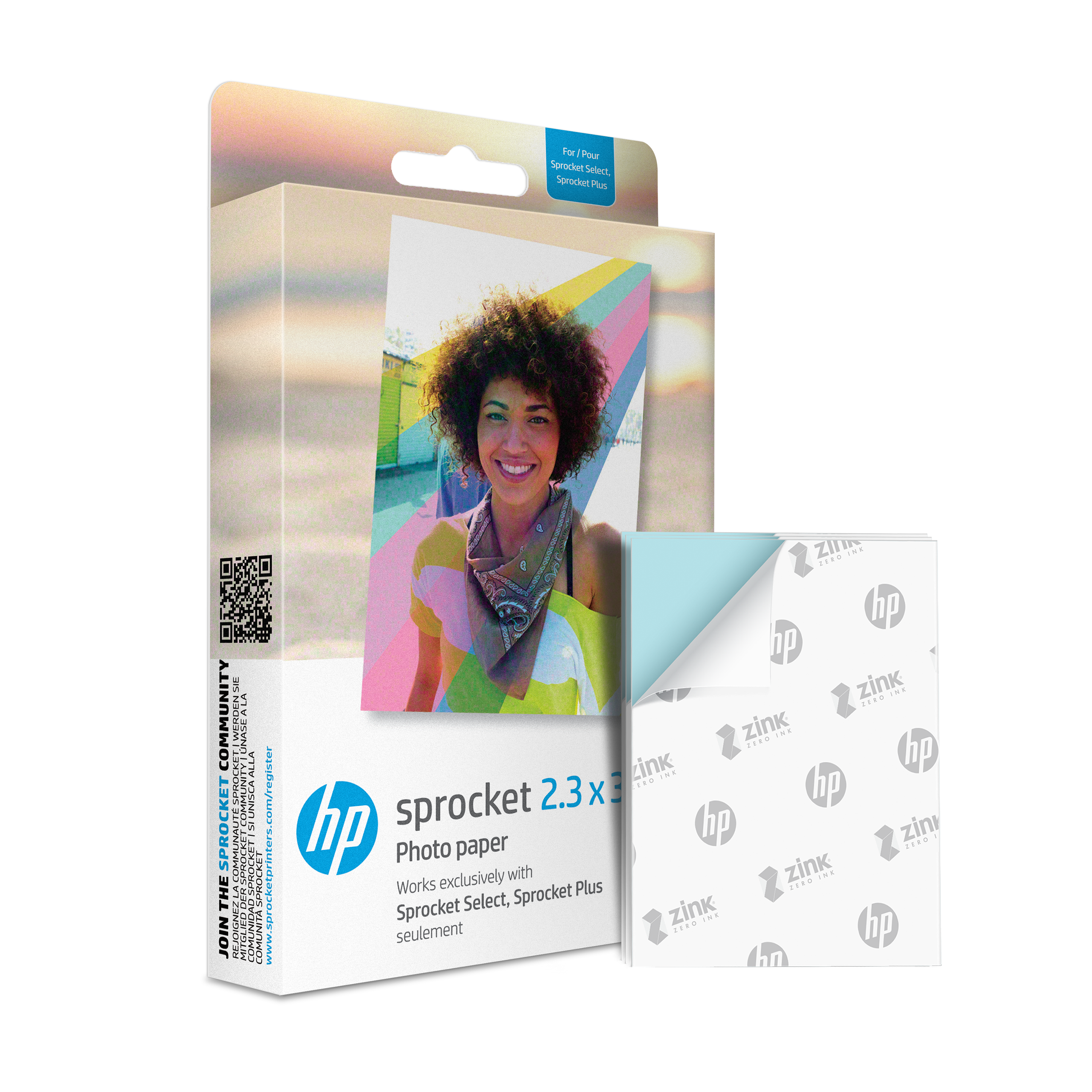 HP Sprocket 2.3” x 3.4” Premium Zink Sticky-Back Photo Paper (20 Sheets) hpsprocket