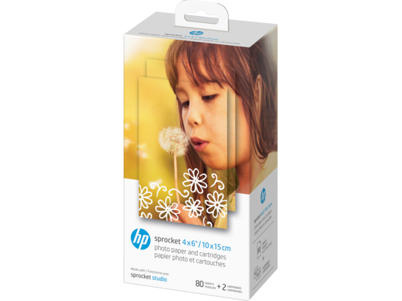 HP Sprocket Studio 4” x 6” Photo Paper & Cartridges (80 Sheets – 2 Cartridges) hpsprocket