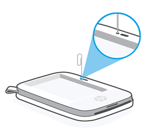 Voorbeeld van het resetten van de HP Sprocket selectie fotoprinter